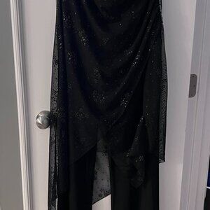 Janine Strapless Jumpsuit with Asymmetrical Chiffon Overlay